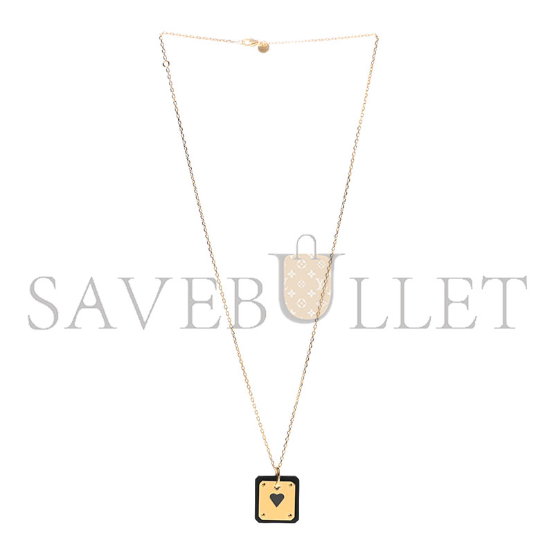 HERMÈS GOLD PLATED SWIFT AS DE COEUR NECKLACE BLACK